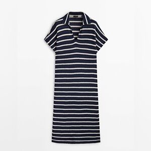 Massimo Dutti Cotton Blend Striped Polo Sweater